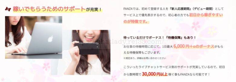 FANZAチャットレディの公式にあるサポート体制の写真