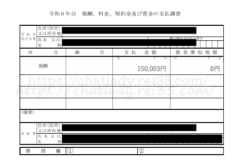 確定申告の支払調書の写真