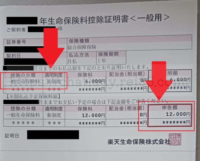 チャットレディの確定申告の生命保険の写真